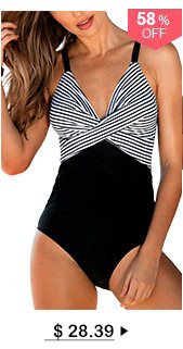 Spaghetti Strap Striped One Piece Swimwear