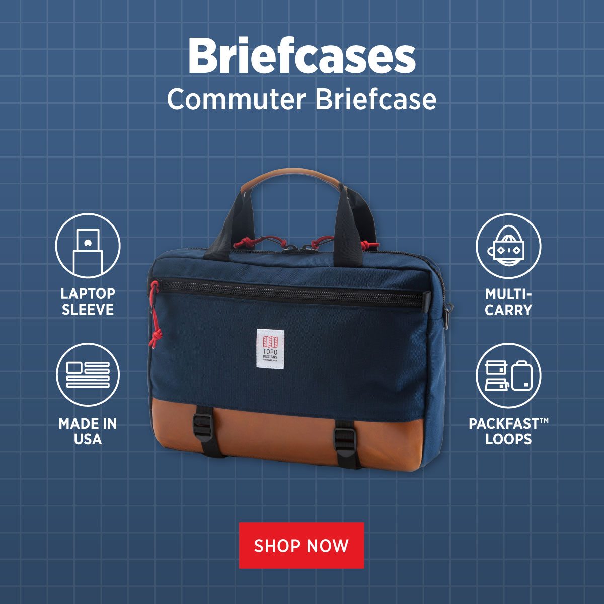 BRIEFCASES - COMMUTER BRIEFCASE IN NAVY/BROWN LEATHER
