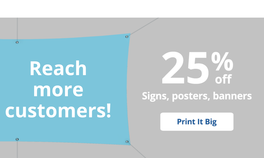 25% off signs, posters & banners