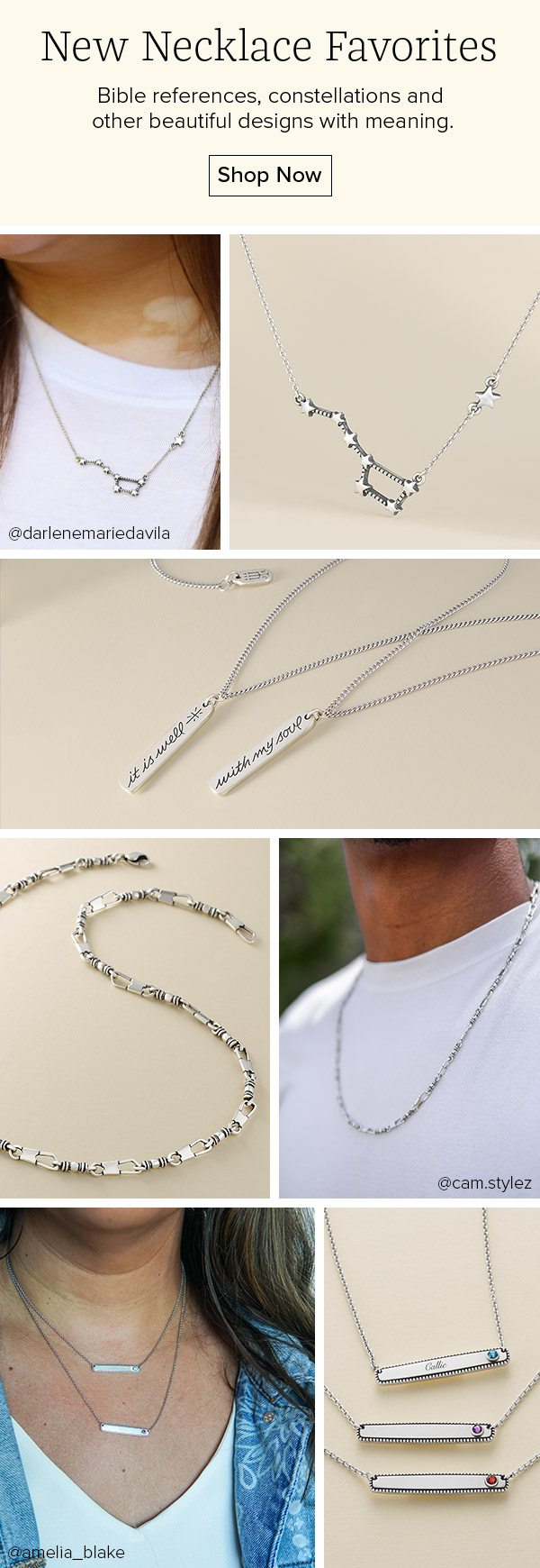 New Necklace Favorites - Bible references, constellations and other beautiful designs with meaning. Shop Now
