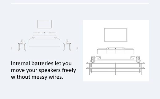 Internal batteries let you move your speakers freely without messy wires.