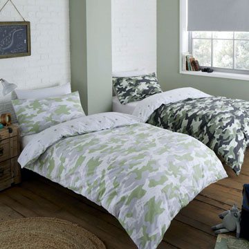 Green Camouflage Reversible Twin Pack Duvet Cover Set