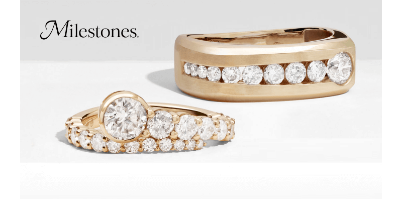 Image showcasing two stunning Milestones® gold diamond rings