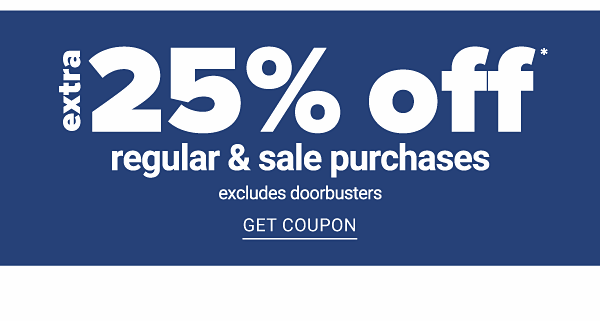 Extra 25% off regular & sale purchases - get coupon