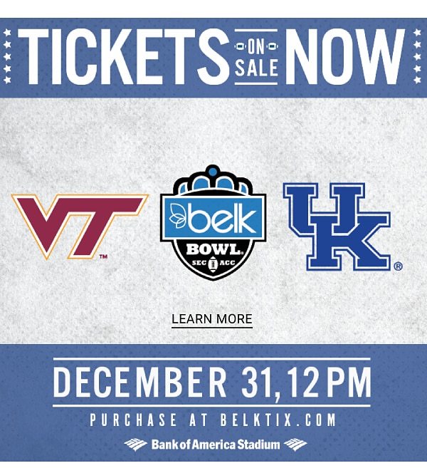 Tickets on Sale Now! December 31, 12PM - Puchase at BelkTix.com - Learn More