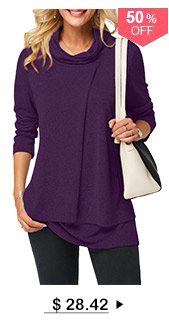 Long Sleeve Cowl Neck Layered T Shirt