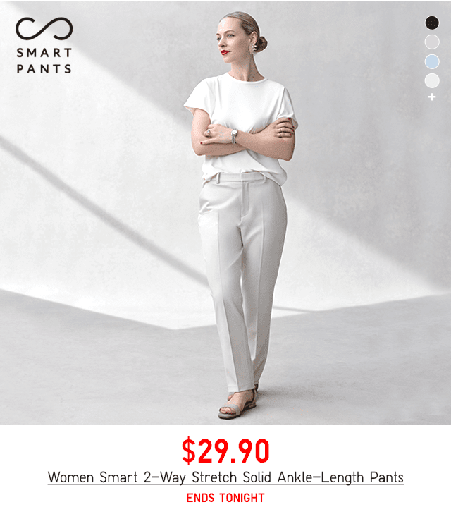 PDP2 - WOMEN SMART 2-WAY STRETCH SOLID ANKLE-LENGTH PANTS