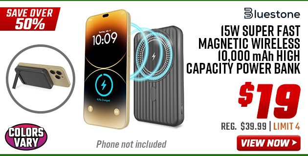 Bluestone 15w Super Fast Magnetic Wireless 10,000 mAh High Capacity Power Bank