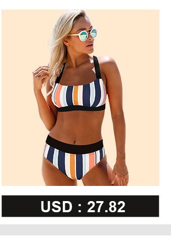 Tie Back Multicolor Striped Bikini Set