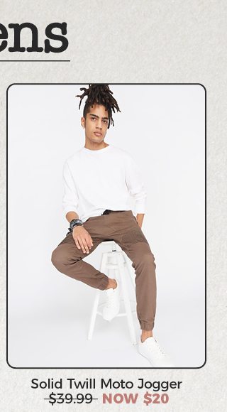 Solid Twill Moto Jogger