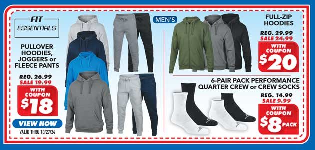 Fit Essentials Pullover, Hoodies, Joggers or Fleece Pants