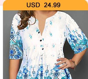 Plus Size Split Neck Button Detail Tribal Print Blouse