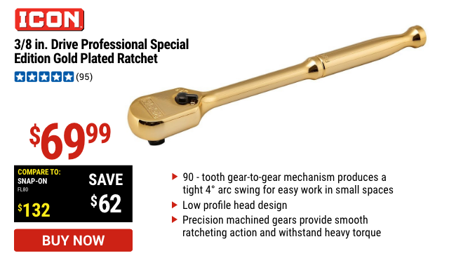 3/8 in. Drive Professional Special Edition Gold Plated Ratchet