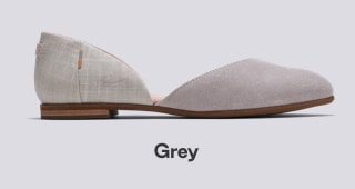 Cloud Grey Suede Crosshatch Linen Women's Julie D'Orsay Flats