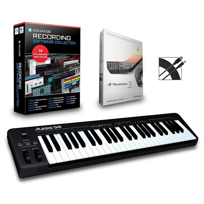 Alesis Q49 49-Key MIDI Keyboard Controller Packages Recording Package