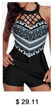 Cutout Back Cage Neck Geometric Print Swimdress and Shorts