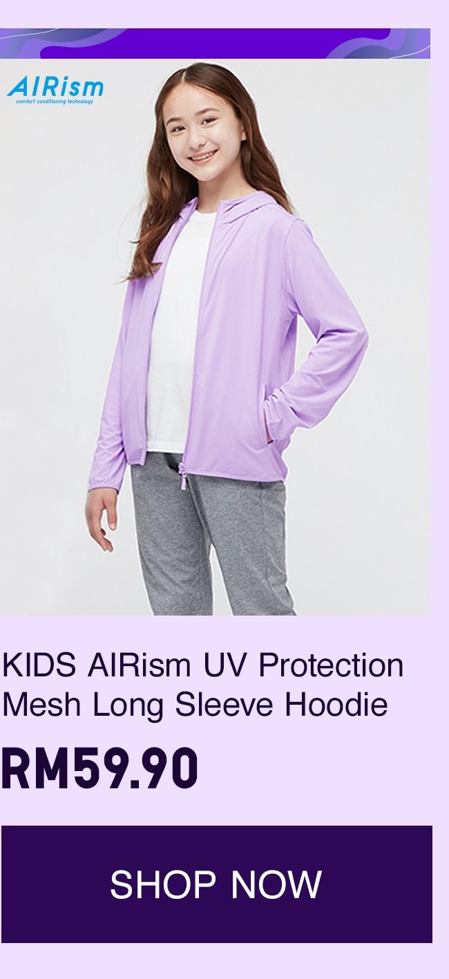 KIDS AIRism UV Protection Mesh L/S Hoodie