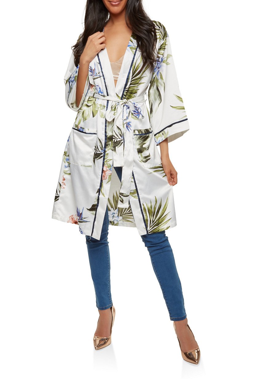 Floral Satin Kimono