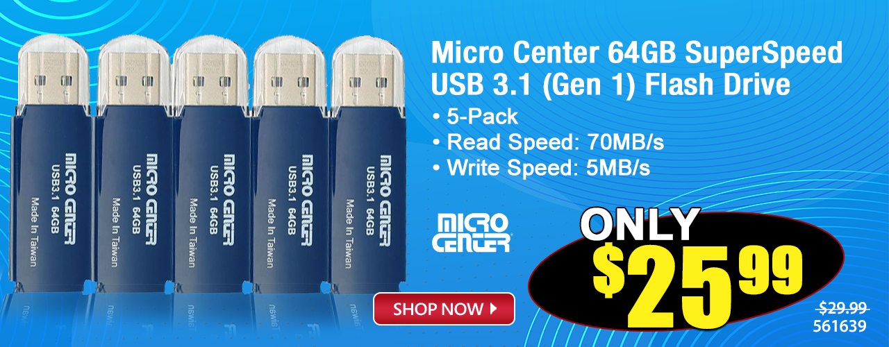 Micro Center 64GB SuperSpeed USB 3.1 (Gen 1) Flash Drive - shop Now