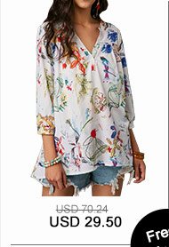 Printed Three Quarter Sleeve Button Neck Blouse