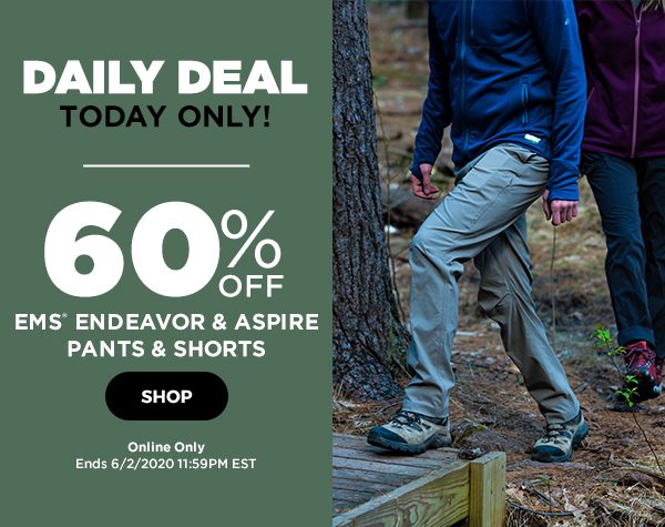 Daily Deal: 60% OFF All EMS Endeavor & Aspire Pants & Shorts - Click to Shop - Online Only - Click to Shop