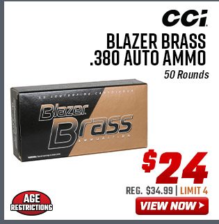 CCI Blazer Brass .380 Auto Ammo