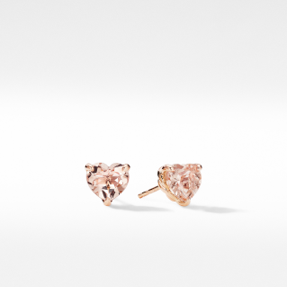 Châtelaine® Heart Stud Earrings in 18K Rose Gold with Morganite, 8mm
