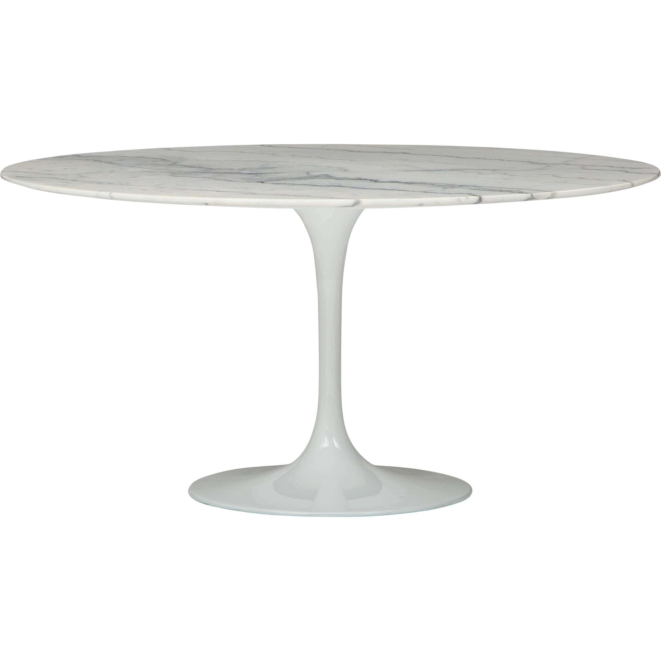 Image of Cal Round Dining Table, White Marble