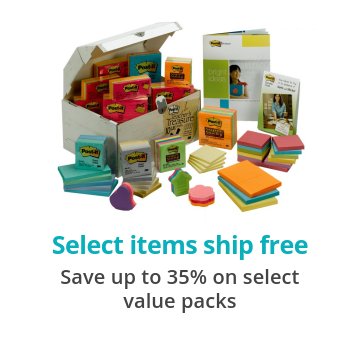 Select items ship free Save up to 35% on select value packs