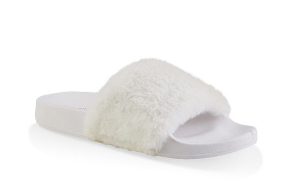 Faux Fur Band Pool Slides