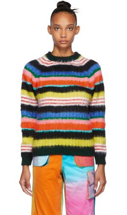 AGR - SSENSE Exclusive Multicolor Brushed Mohair Striped Sweater