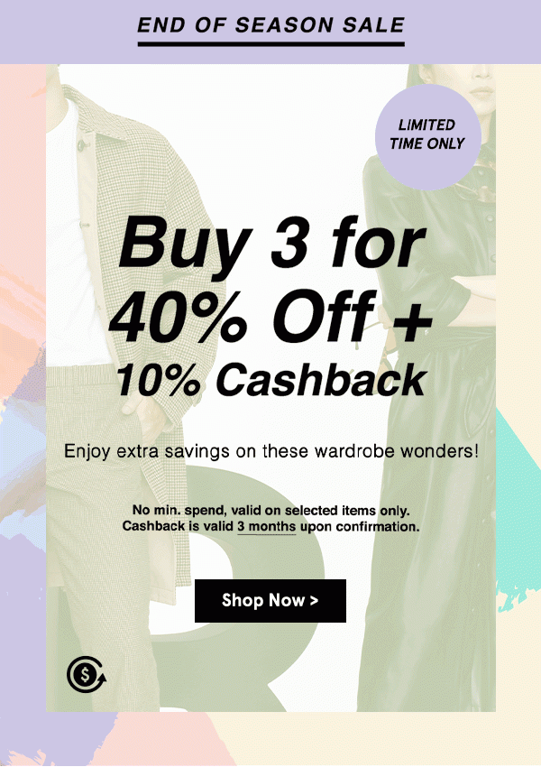 Limited Time Only: Buy 3 for 40% Off + 10% Cashback!