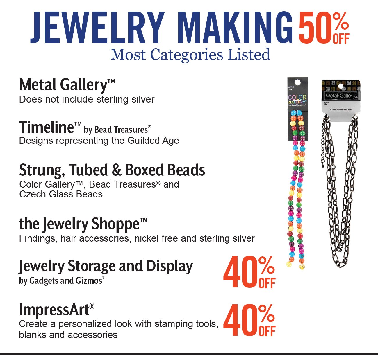 50% Off Select Categories of Jewelry Making