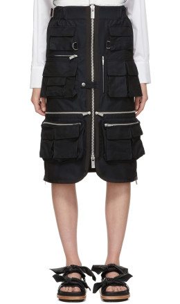 Sacai - Navy Gabardine Pocket Skirt