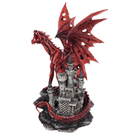 Red Dragon Castle Guardian Statue