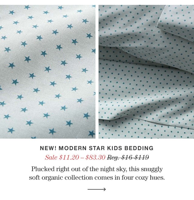 Modern Star Organic Brushed Cotton Blue Kids Bedding Set