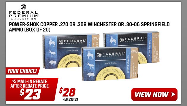 Federal Power-Shok Copper .270 or .308 Winchester or .30-06 Springfield Ammo (Box of 20)