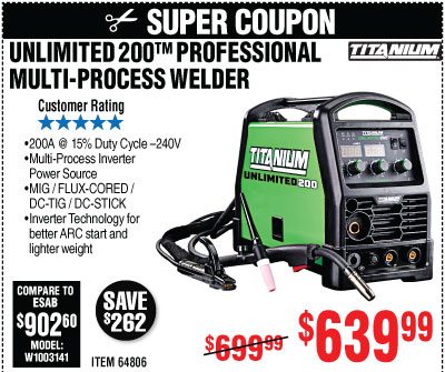 View Unlimited 200 Professional Multiprocess Welder with 120/240 Volt Input
