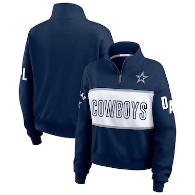 Women's WEAR by Erin Andrews Navy Dallas Cowboys Quarter-Zip Jacket