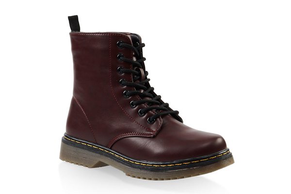 Rubber Sole Lace Up Combat Boots