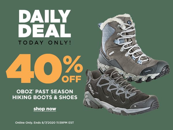 Daily Deal: 50% OFF Oboz Past Season Hiking Boots & Shoes - Online Only - Click to Shop