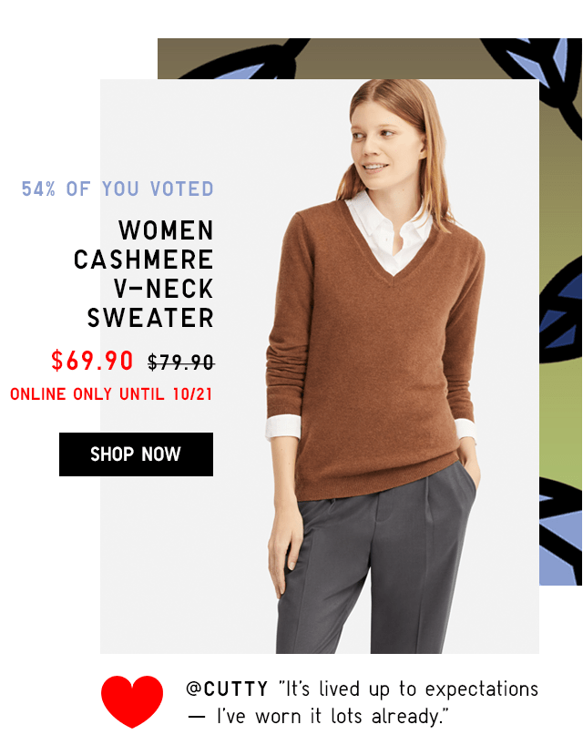 WOMEN CASHNERE V-NECK SWEATER $69.90 - SHOP NOW