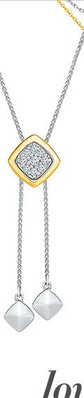 Bolo Necklace 1/8 ct tw Diamonds Sterling Silver/10K Gold