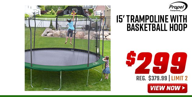 Propel 15' Trampoline with Basketball Hoop