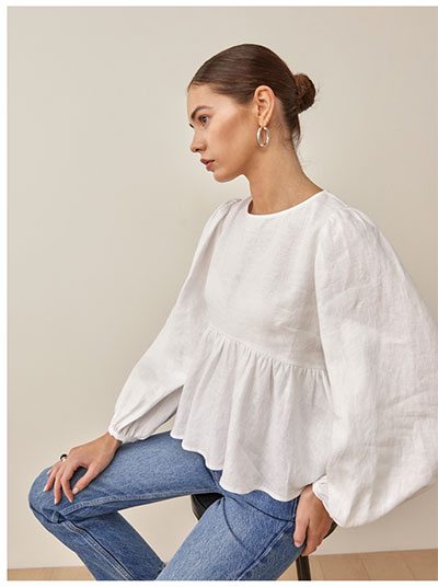 Rumi Linen Top White