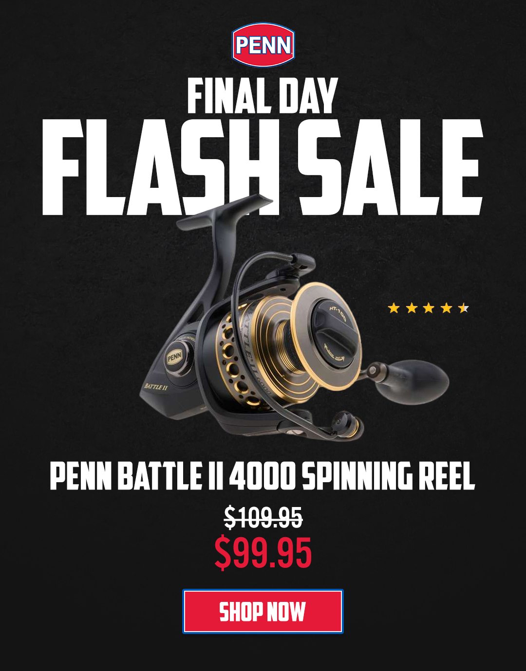 48 Hour Flash Sale - Penn Battle II 4000 Spinning Reel