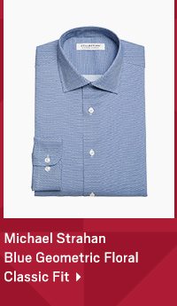Collection By Michael Strahan Blue Geometric Floral Classic Fit>