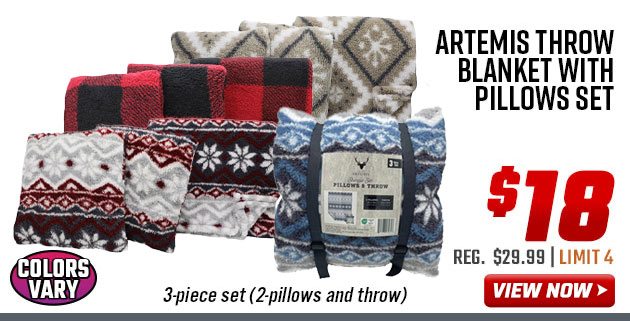 Artemis Throw Blanket with Pillows Set