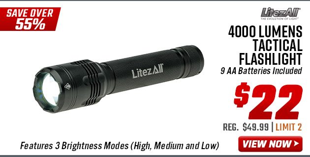 LitezAll 4000 Lumens Tactical Flashlight