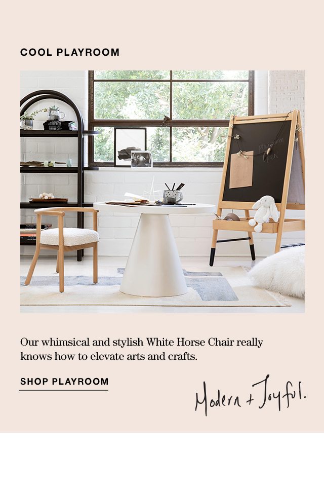 cool playroom Our whimsical and stylish White Horse Chair really knows how to elevate arts and crafts. shop playroom